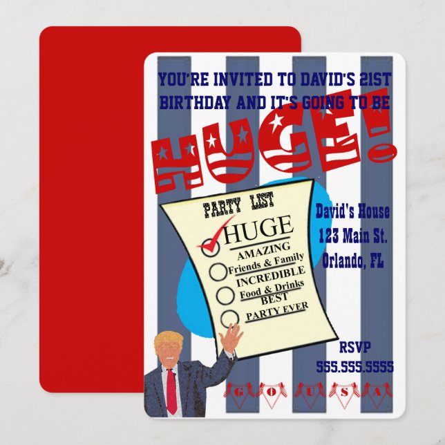 Convite Festa de Aniversário de Trump: Celebração de Marco (Frente/Verso)