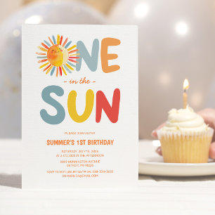 Convite Festa de Aniversário de Um Ano ao Sol Sunshine Kid