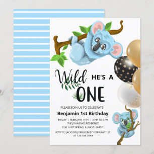 Convite Festa de Aniversário de Um Ano de Menino Urso Koal