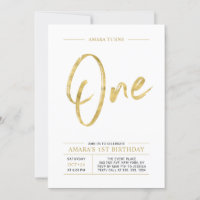 Festa de Aniversário de Um Ano | Gold | Lettering 
