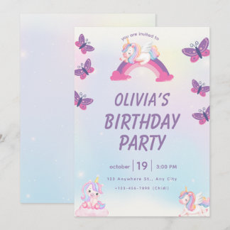 Convite Festa de Aniversário de Unicórnio 