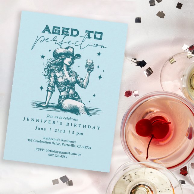 Convite Festa de aniversário de Vaca Azul de Perfeição (Criador carregado)