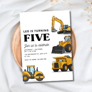 Convite Festa de Aniversário de Veículos de Construção Cam