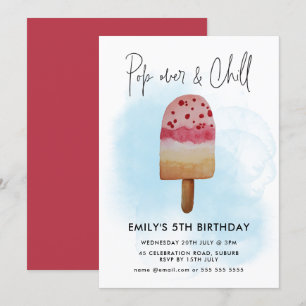 Convite Festa de Aniversário de Verão com Popsicle e Relax