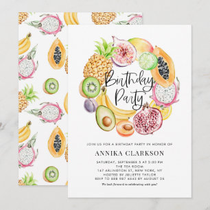 Convite Festa de aniversário de Verão de Frutas Tropicai
