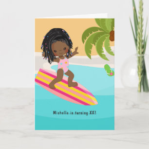 Convite Festa de Aniversário de Verão de Menina Negra na P
