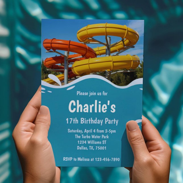 Convite Festa de aniversário de Verão do Teen Water Park (Criador carregado)