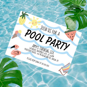 Convite Festa de Aniversário de Verão na Piscina Caprichos