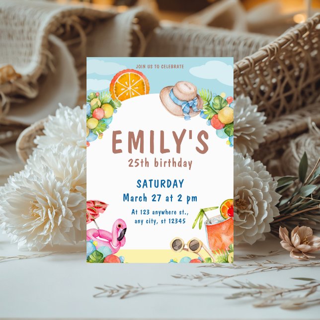 Convite Festa de aniversário de Verão Pastel (Criador carregado)