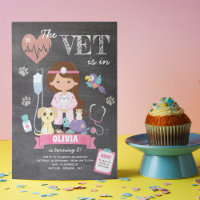 Festa de aniversário de Vet de Brunette Chalkboard