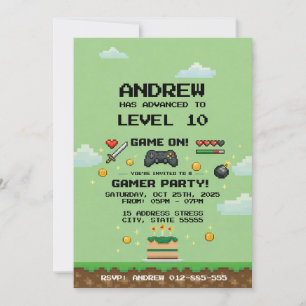 Convite Festa de Aniversário de Videogame de Arcade Pessoa