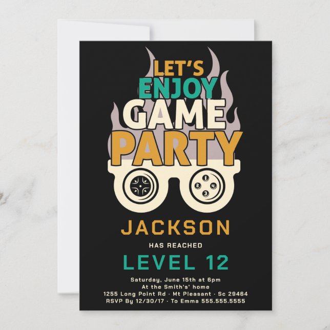Convite Festa de Aniversário de Videogame Level Up (Frente)