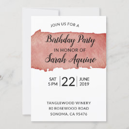 Convite Festa de aniversário de vinhas com manchas aquátic