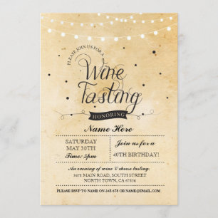 Convite Festa de aniversário de vinho Rustic QUALQUER Conv