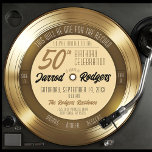 Convite Festa de aniversário de vinilo preto-e-Dourado ret<br><div class="desc">Este Dourado e retrógrado, exclusivo, tema musical do 50º convite de forma redonda de festa de aniversário com a citação do título da canção "This Will Be One For The Record" e detalhes da tipografia divertida, apresenta uma vibração dupla de gravação de ouro sólido ("Lado A / Lado B"), com...</div>