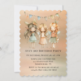 Convite Festa de aniversário De Vintage Fairies E Amigas