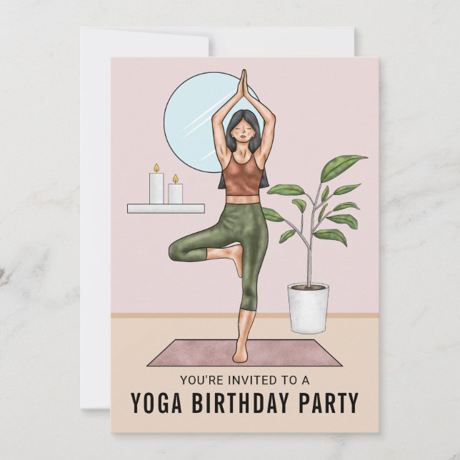 Convite Festa de Aniversário de Yoga Mulher Exercício Post (Frente)