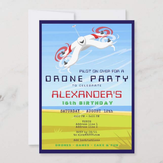 Convite Festa de aniversário de Zona Céu RC com Corrente d (Frente)