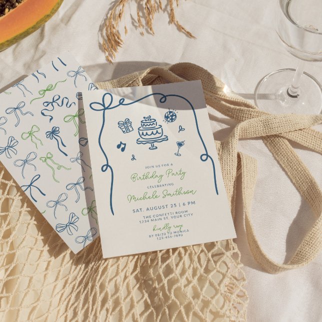 Convite Festa de aniversário Desenhada Da Mão (Whimsical Birthday Party Invite)