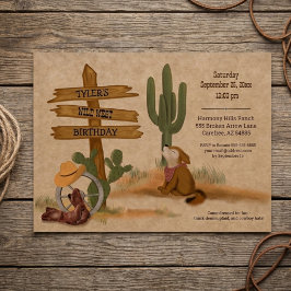 Convite Festa de Aniversário Deserto Cowboy Oeste Selvagem
