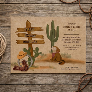 Convite Festa de Aniversário Deserto Cowboy Oeste Selvagem