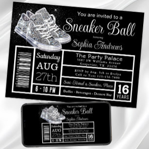 Convite Festa de Aniversário Diamond Sneaker Ball