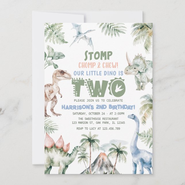 Convite Festa de aniversário Dino do Dinossaur Boy (Frente)