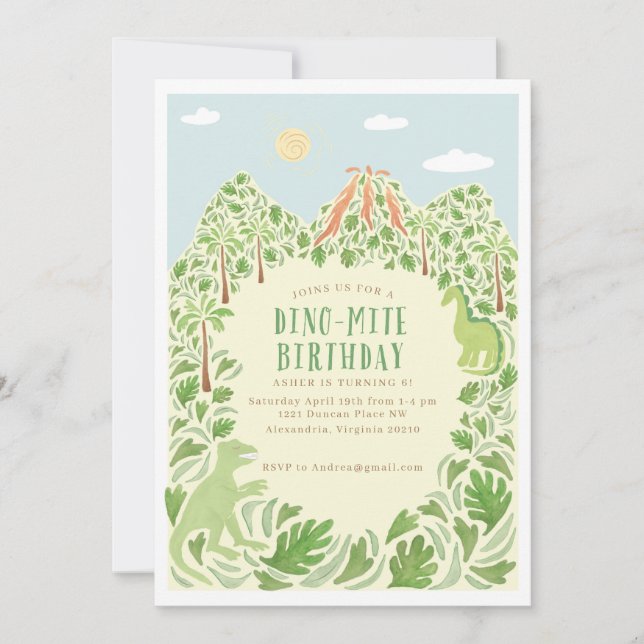 Convite Festa de aniversário Dino-mite (Frente)