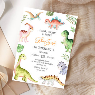 Convite Festa de Aniversário Dinossauro Bate Pisca Rugido