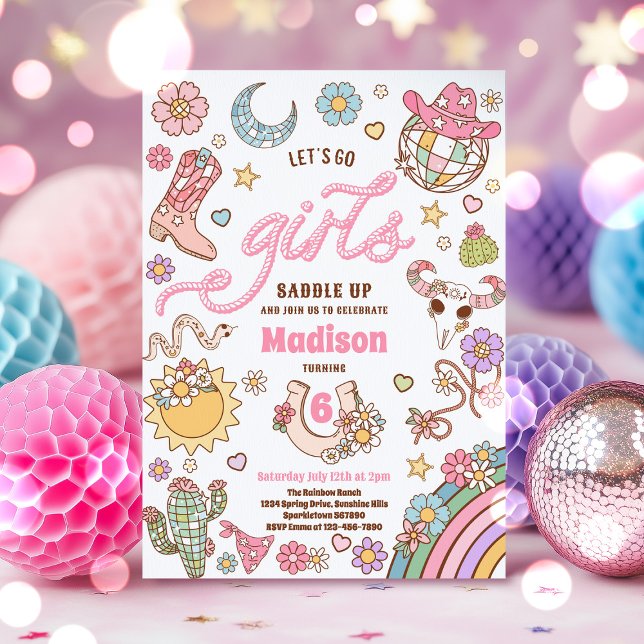 Convite Festa de aniversário Disco Wild West Rodeo (Criador carregado)