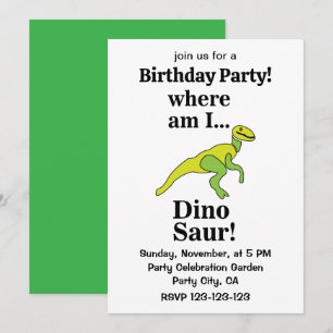 Convite Festa de Aniversário Divertida Dinossauro Onde Est