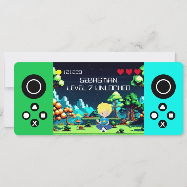 Convite Festa de aniversário divertida do jogo de computad (Frente)