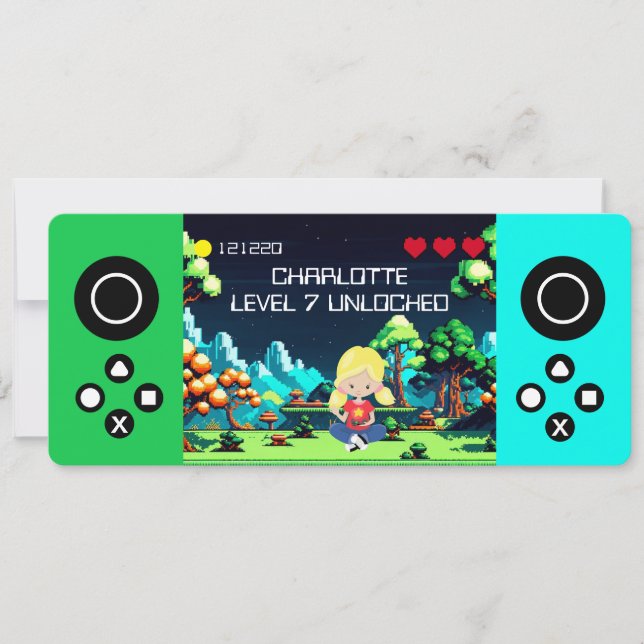 Convite Festa de aniversário divertida do jogo de computad (Frente)