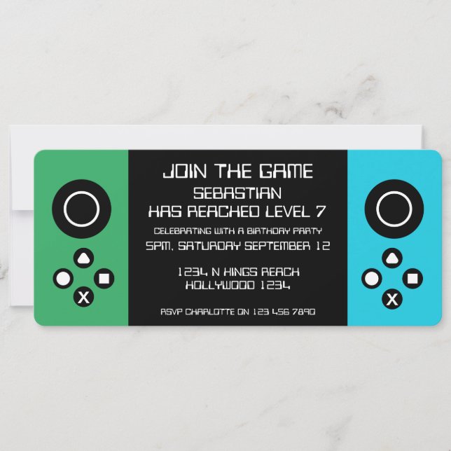 Convite Festa de aniversário divertida do jogo de computad (Frente)