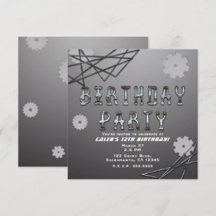 Convite Festa de Aniversário Divertida Robô Futurista Engr