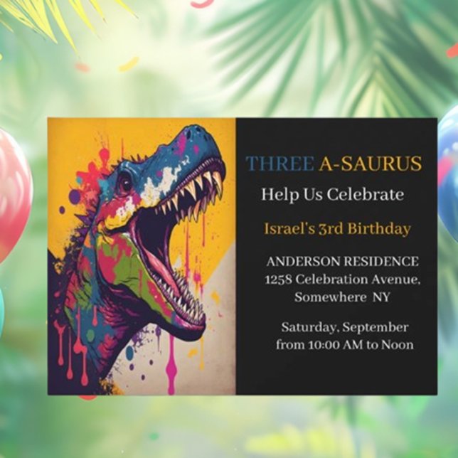 Convite Festa de Aniversário do 3º Dinossauro (Roar into fun with our 3rd Dinosaur Birthday Party Invitation!)