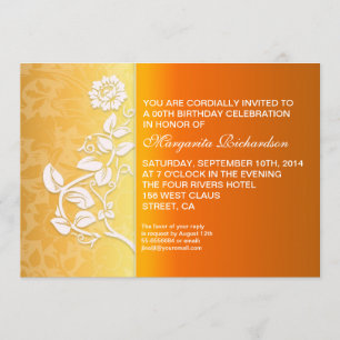Convite festa de aniversário do amarelo alaranjado