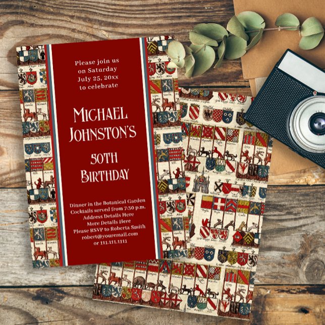 Convite Festa de aniversário do antigo Heraldry History Lo (Criador carregado)