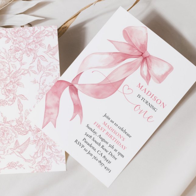 Convite Festa de aniversário do Arco Coquette Rosa (Criador carregado)