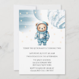 Convite Festa de aniversário do Astronauta do Urso de Cort