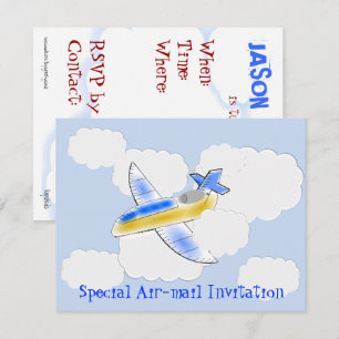 Convite Festa de aniversário do avião em jato (mudar de 