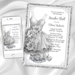 Convite Festa de Aniversário do Baile de Sneaker Brilho 