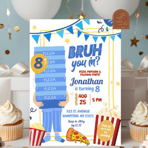 Convite Festa de Aniversário do Bruh You em Azul Pizza Pip