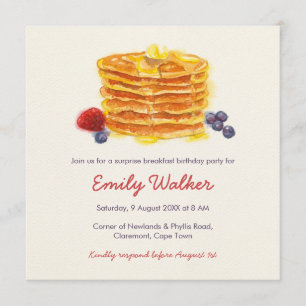 Convite Festa de aniversário do Café da Manhã de Pancak