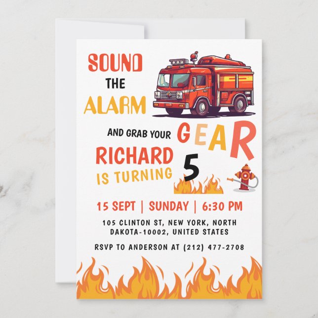 Convite Festa de aniversário do Caminhão de Fogo do Jovem  (Frente)