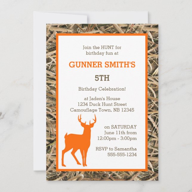 Convite Festa de Aniversário do Camuflagem de Pato / Camo  (Frente)