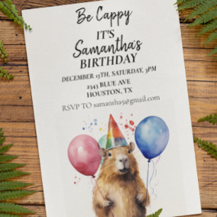 Convite Festa de Aniversário do Cappy Capybara