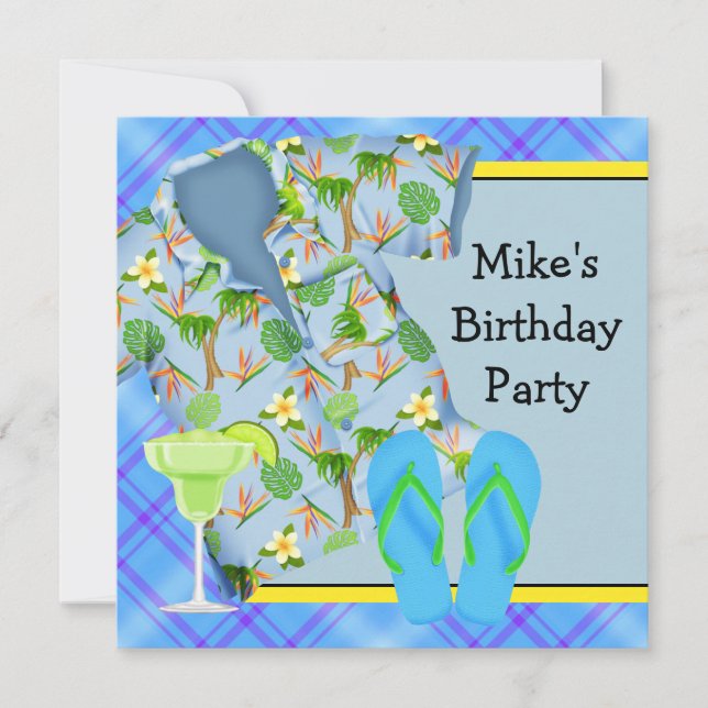 Convite Festa de Aniversário do Cara com Margarita no Chur (Frente)