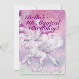 Convite Festa de aniversário do Castelo de Unicorn Fantasy