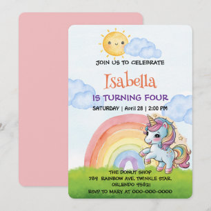 Convite Festa de aniversário do céu aberto do arco-íris de